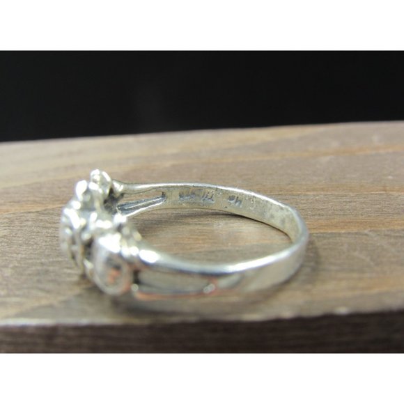 Size 7.5 Sterling Silver Cute Triple Turtle Animal Band Ring Vintage Statement - Picture 4 of 7